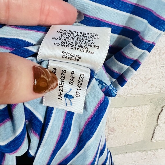 Peter Millar Summer Comfort Blue Striped Short Sleeve Polo Shirt Size S - Picture 7 of 7